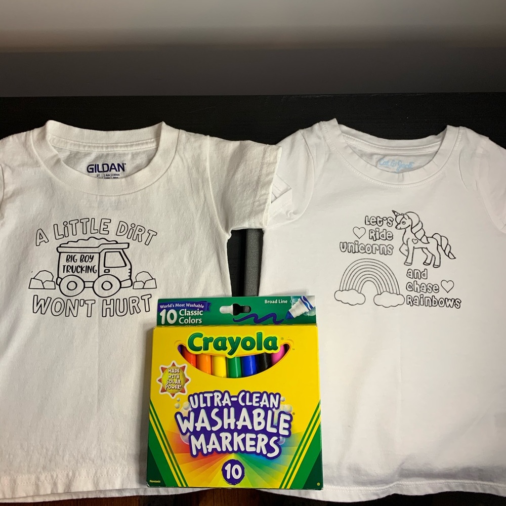 Kid’s Coloring Shirt with Markers - Multiple Designs Available! - Picture 5 of 16